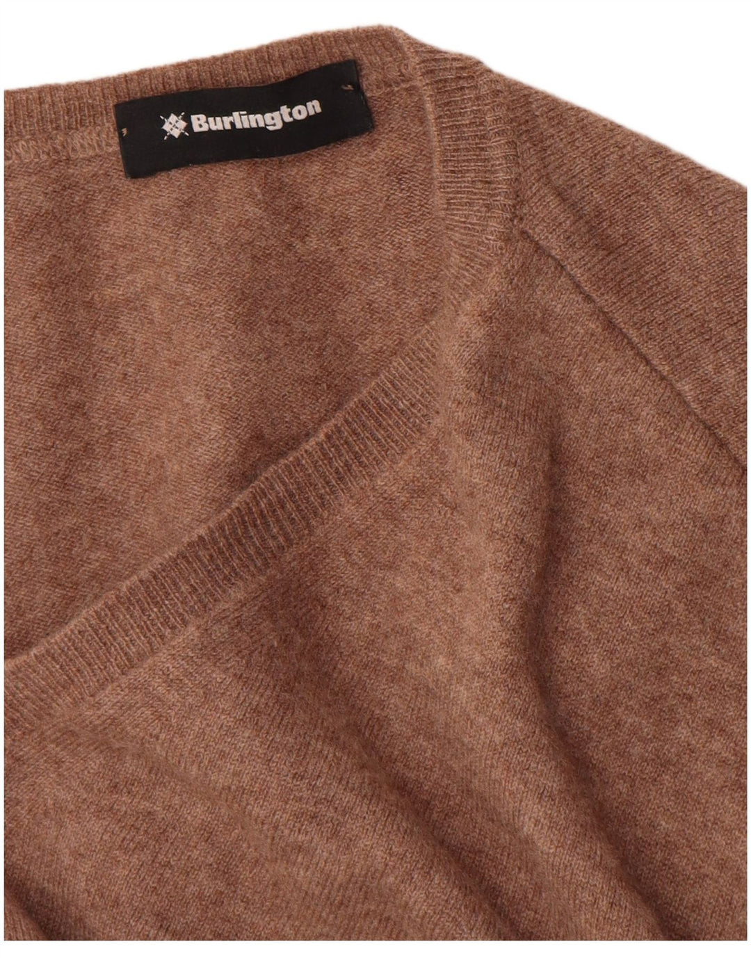 Burlington Pull col V pour homme en laine vierge marron Taille L