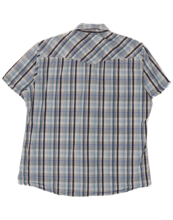 Americanino Chemise à manches courtes pour homme XL Bleu à carreaux en coton