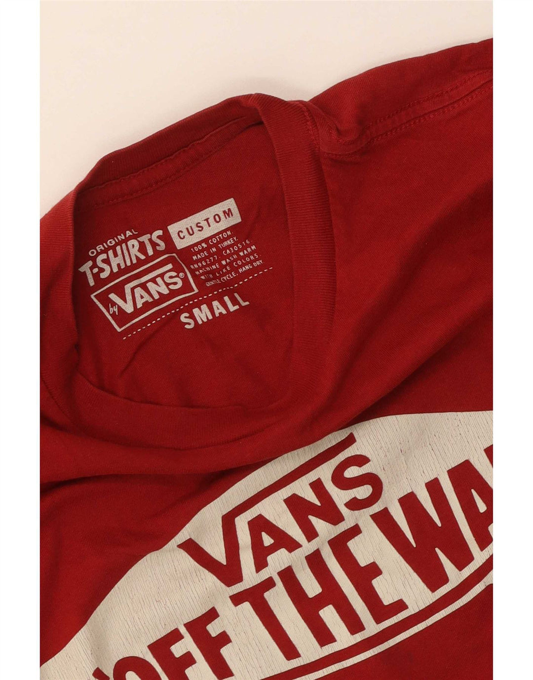 Vans T-shirt graphique ajusté sur mesure pour hommes, petit coton rouge