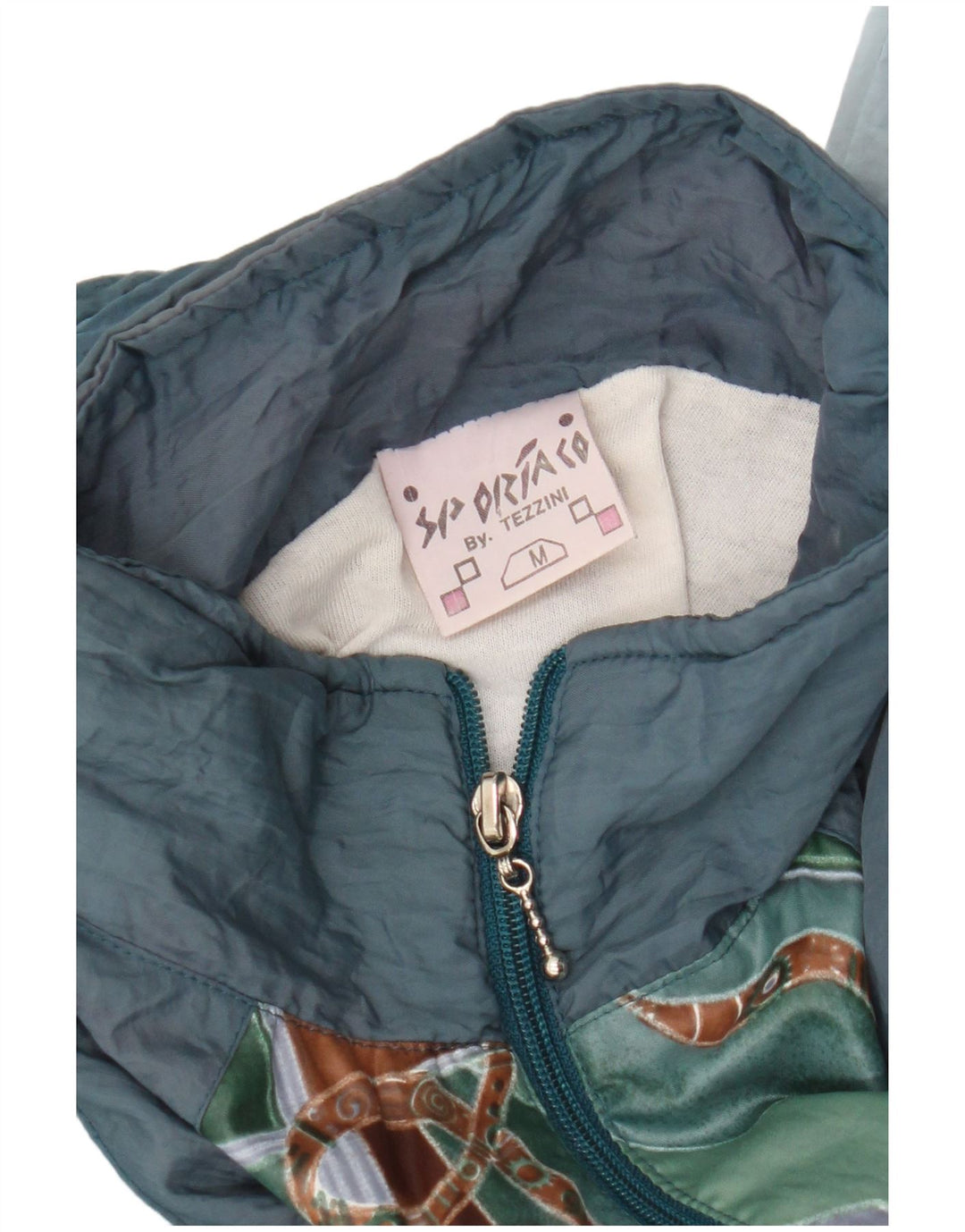 vintage Mens Survêtement Top Veste Moyen Bleu Géométrique Polyamide
