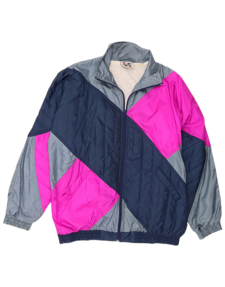 Master Veste de survêtement pour homme en nylon color block bleu marine moyen