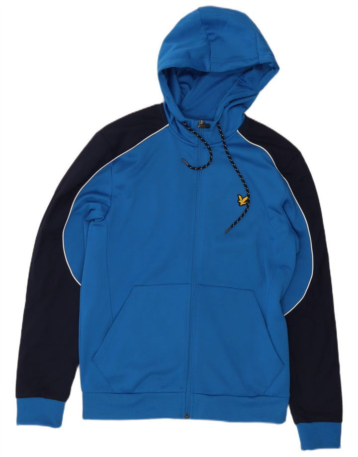 Lyle & Scott Pull à capuche zippé pour homme en polyester color block bleu moyen