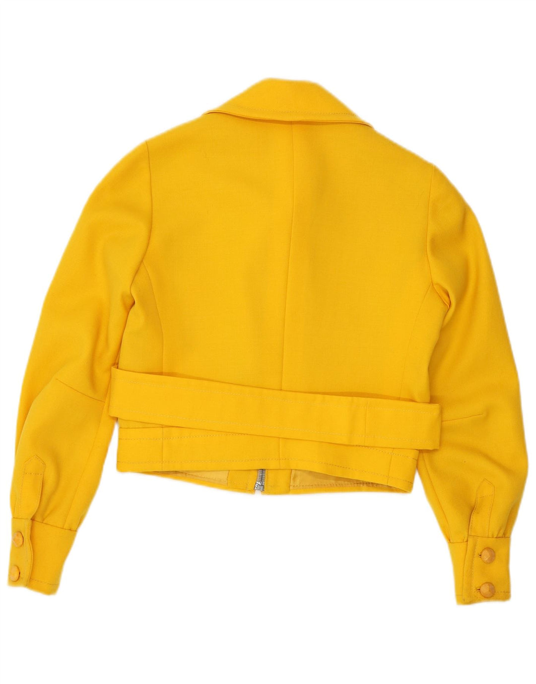 VINTAGE Femmes Crop Bomber Jacket UK 8 Petit Jaune