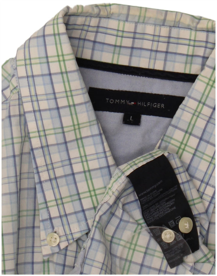 TOMMY HILFIGER Chemise à Manches Courtes Homme Grand Carreau Bleu Coton