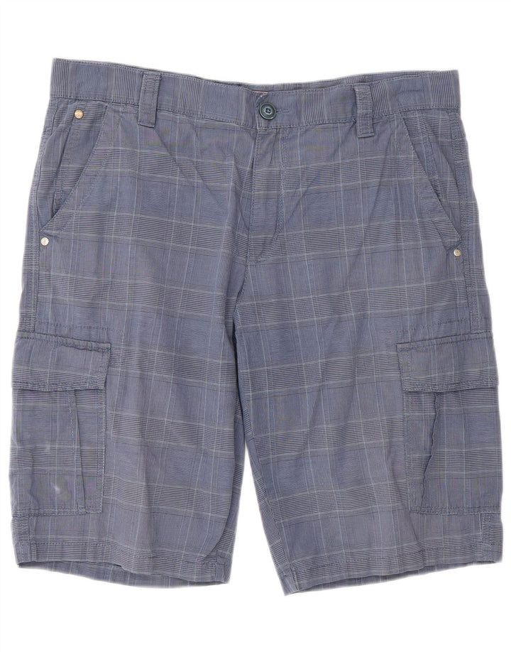 Blue Side Short Cargo Homme IT 52 XL W36 Coton à Carreaux Bleu