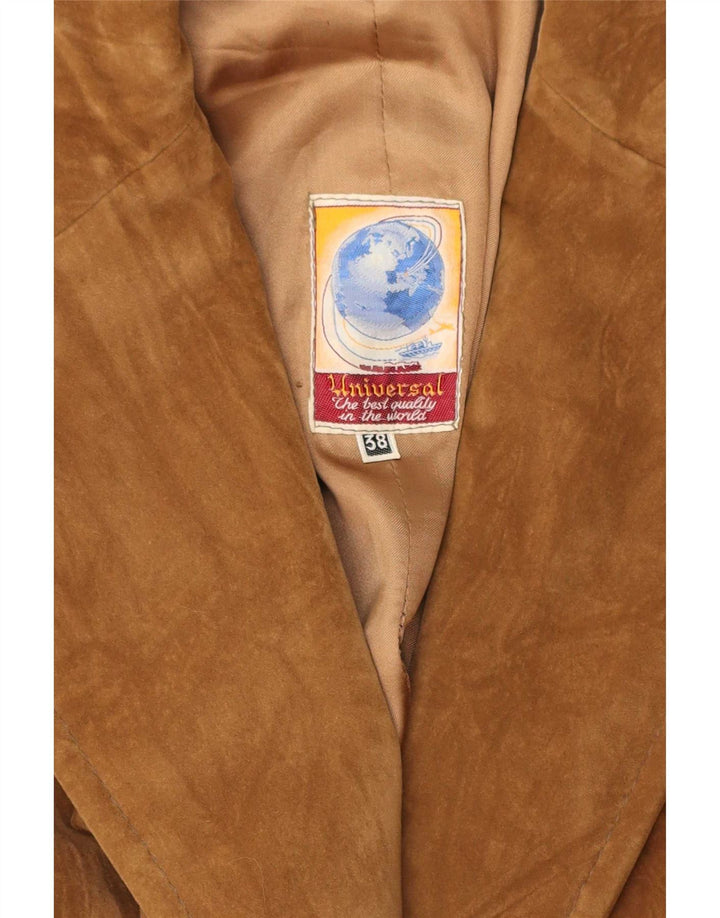 vintage Femme 2 Boutons Blazer En Daim Veste EU 38 Brun Moyen