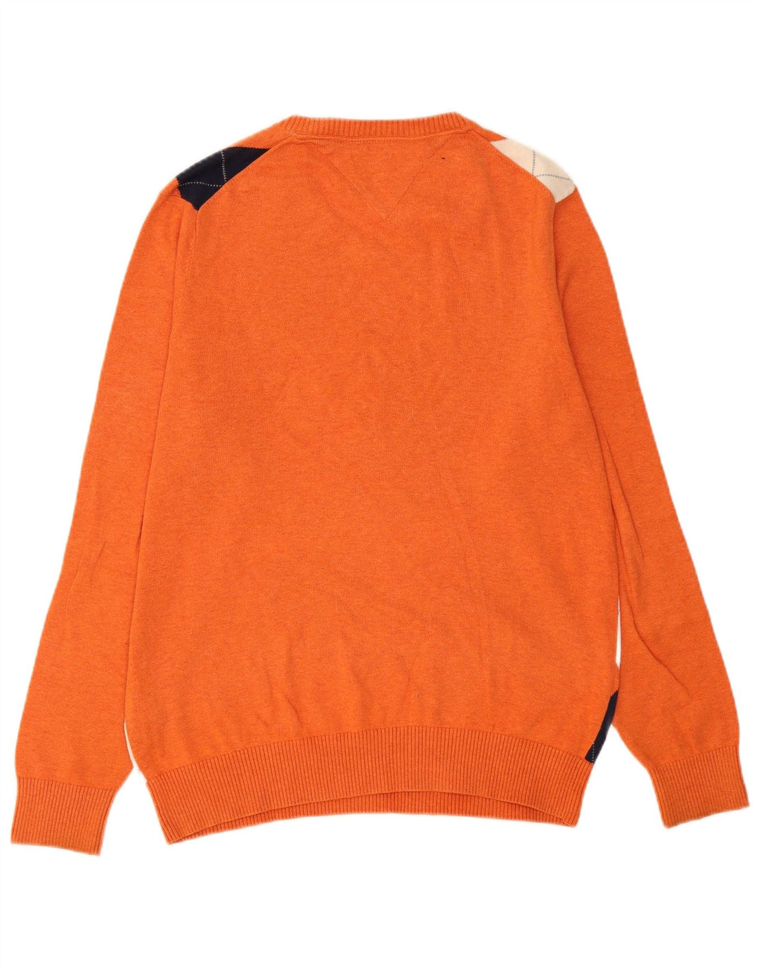 Tommy Hilfiger Pull col V Homme Orange Moyen Argyle/Diamant