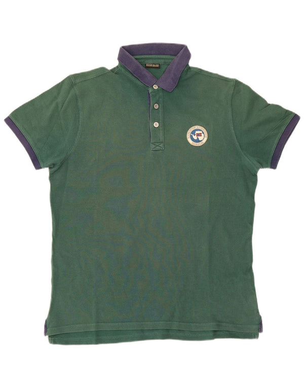 Napapijri Polo Geographic Rugby XL Homme Vert Colorblock Coton
