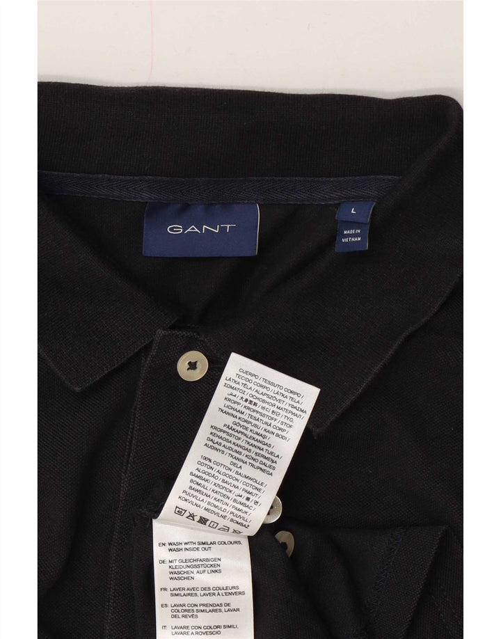 Gant Polo Graphique Homme Large Noir Coton