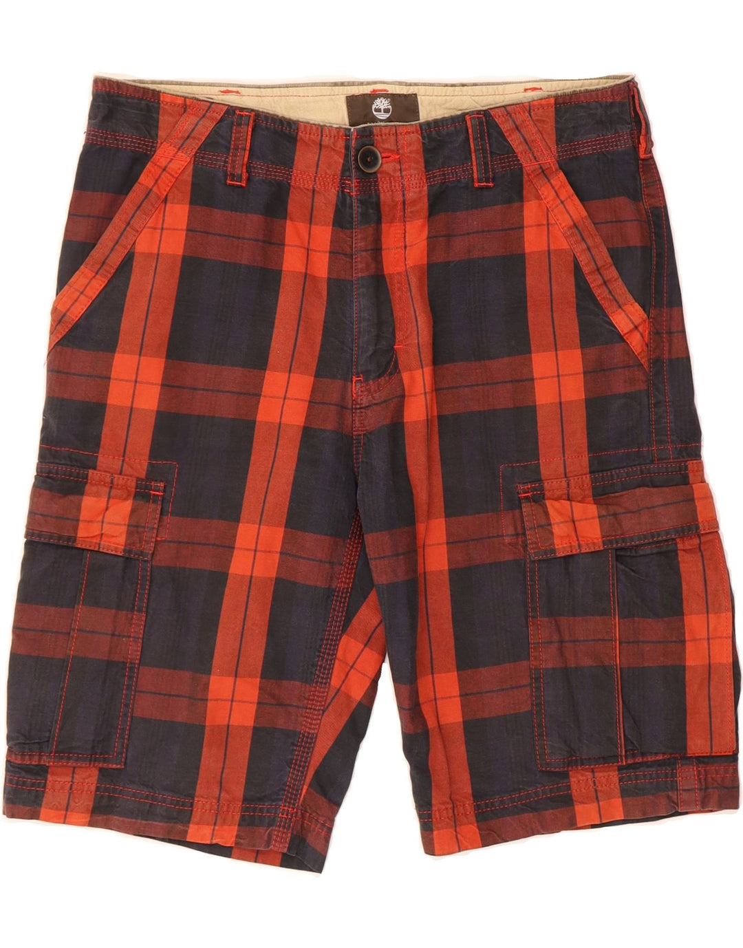 TIMBERLAND Mens Cargo Shorts W31 Medium  Red Check Cotton Vintage Timberland and Second-Hand Timberland from Messina Hembry 