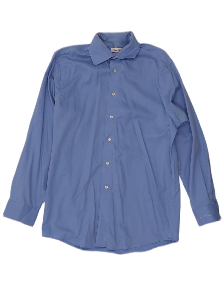 Calvin Klein Chemise Homme Taille 14 1/2 15 Petit Coton Bleu