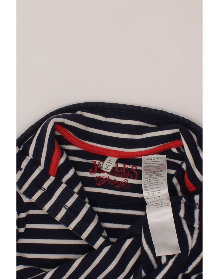 JOULES Sweat-shirt col boutonné fille 3-4 ans bleu marine rayé