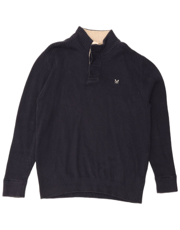 Crew Clothing Pull col zippé pour homme XL en coton bleu marine