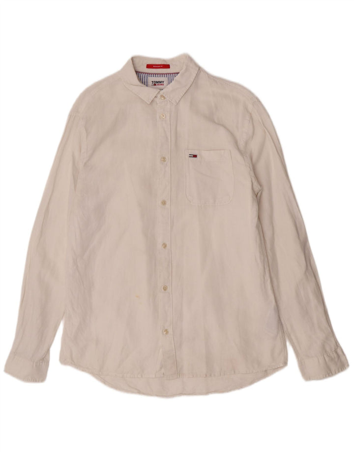 Tommy Hilfiger Chemise coupe classique pour homme en coton blanc Large