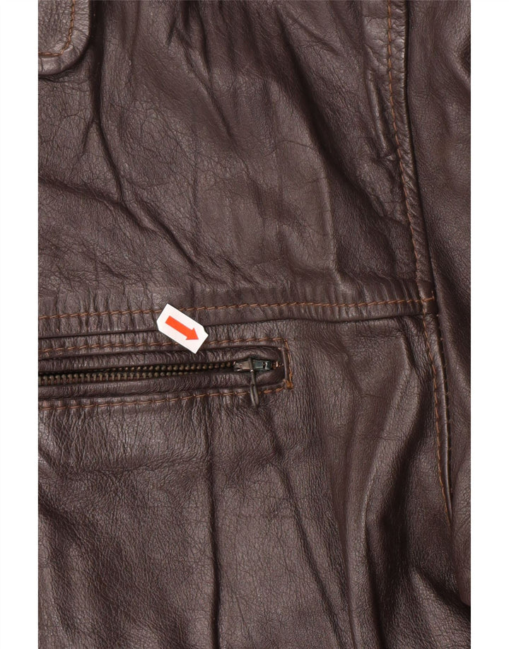 VINTAGE Veste en cuir homme UK 42 XL Cuir marron