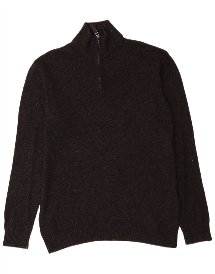 John Lewis Pull col zippé pour homme Gris moyen moucheté