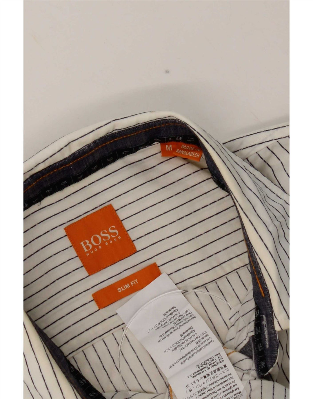 Hugo Boss Chemise Slim Fit en coton à fines rayures blanc moyen