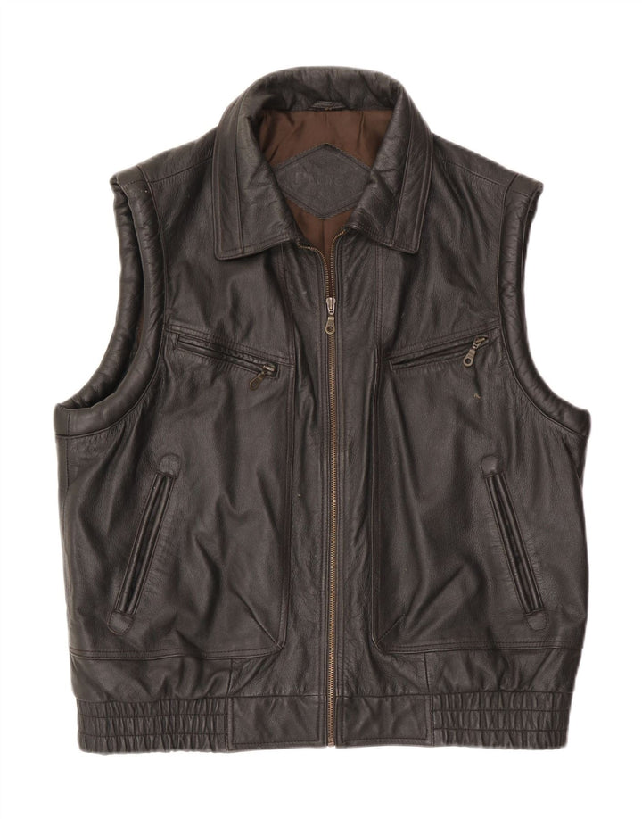 Gilet en cuir homme vintage IT 54 2XL Cuir marron