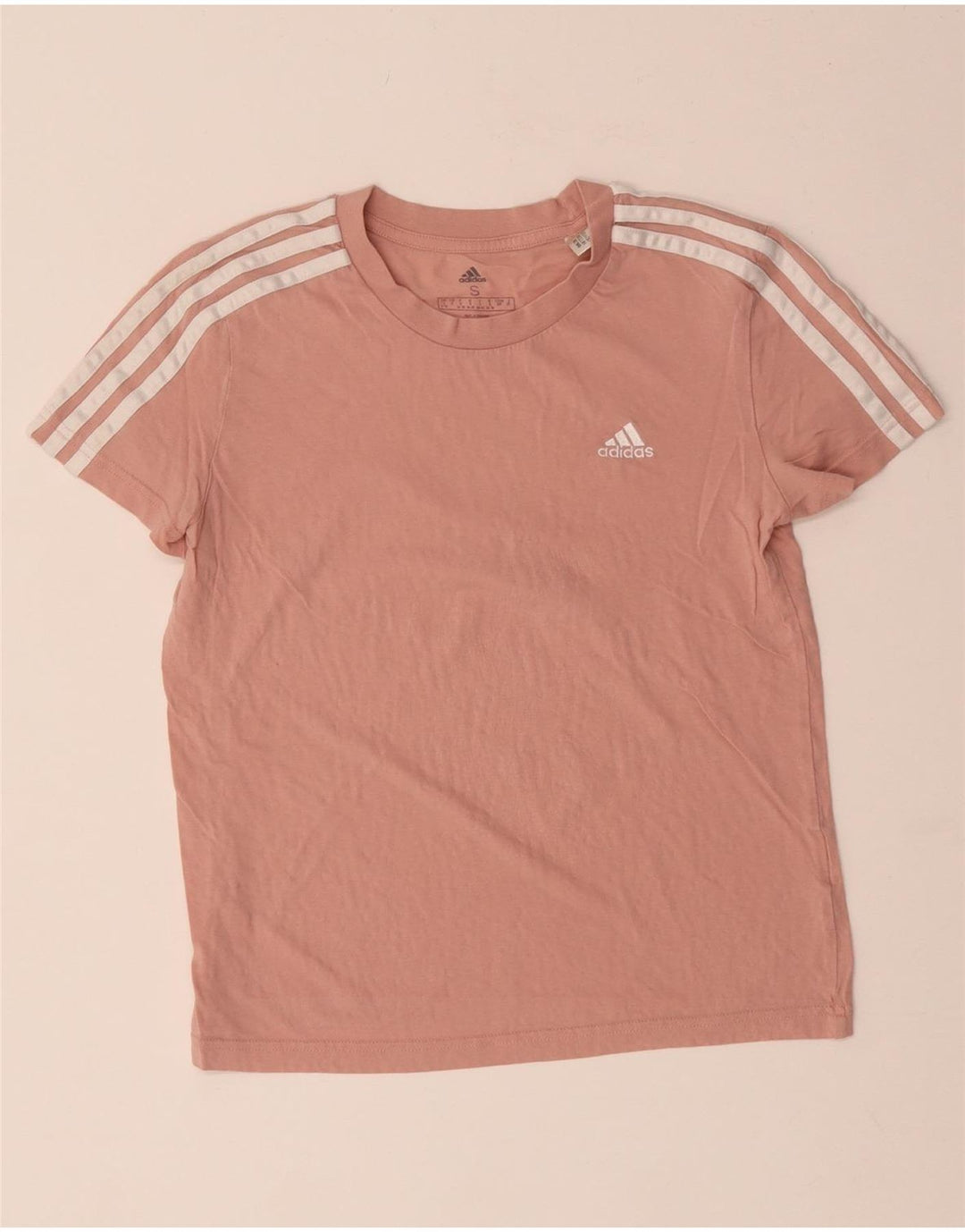 ADIDAS T-Shirt Femme UK 8/10 Petit Rose Coton