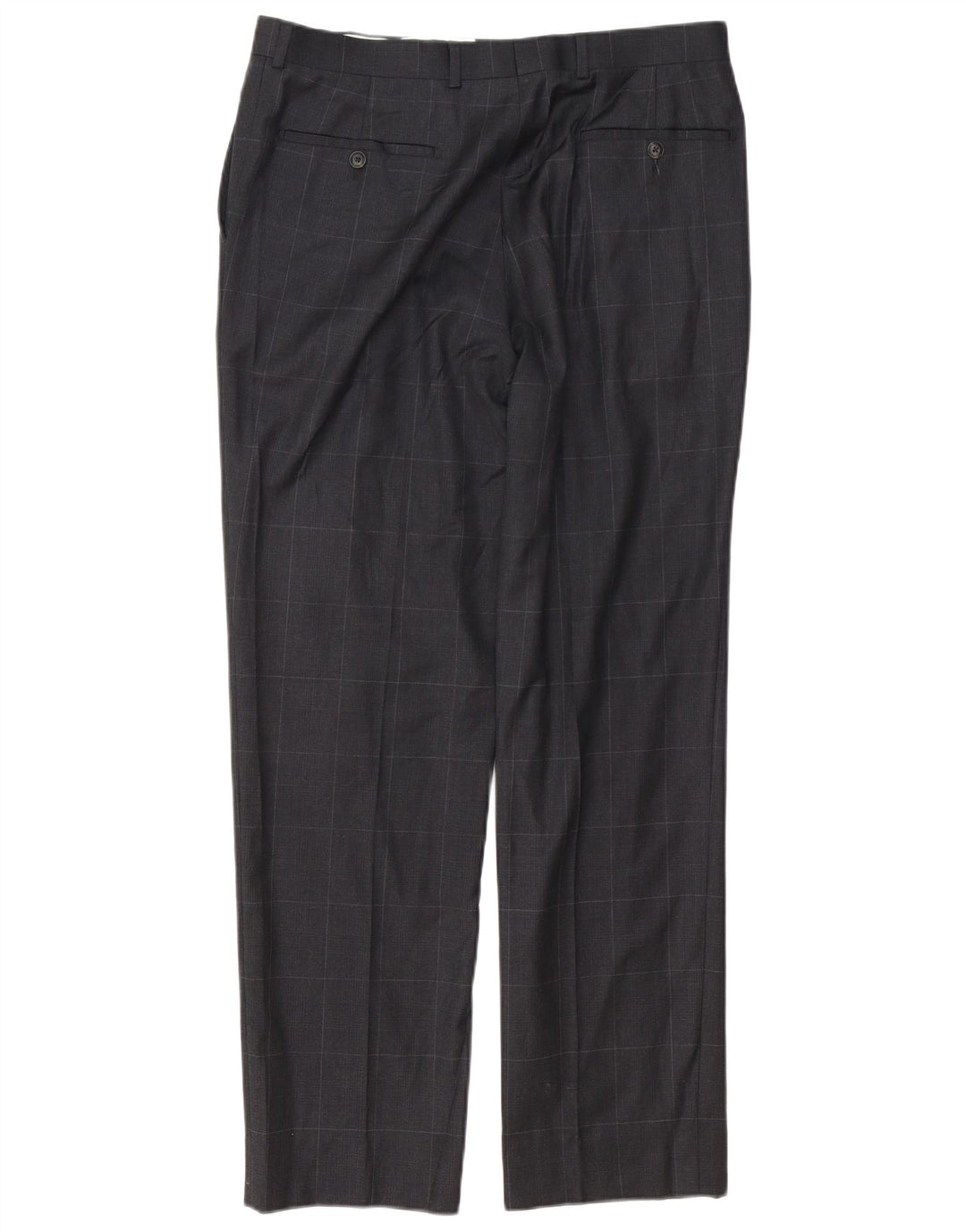 MARKS & SPENCER Pantalon de Costume Coupe Regular Homme W34 L31 Laine à Carreaux Gris