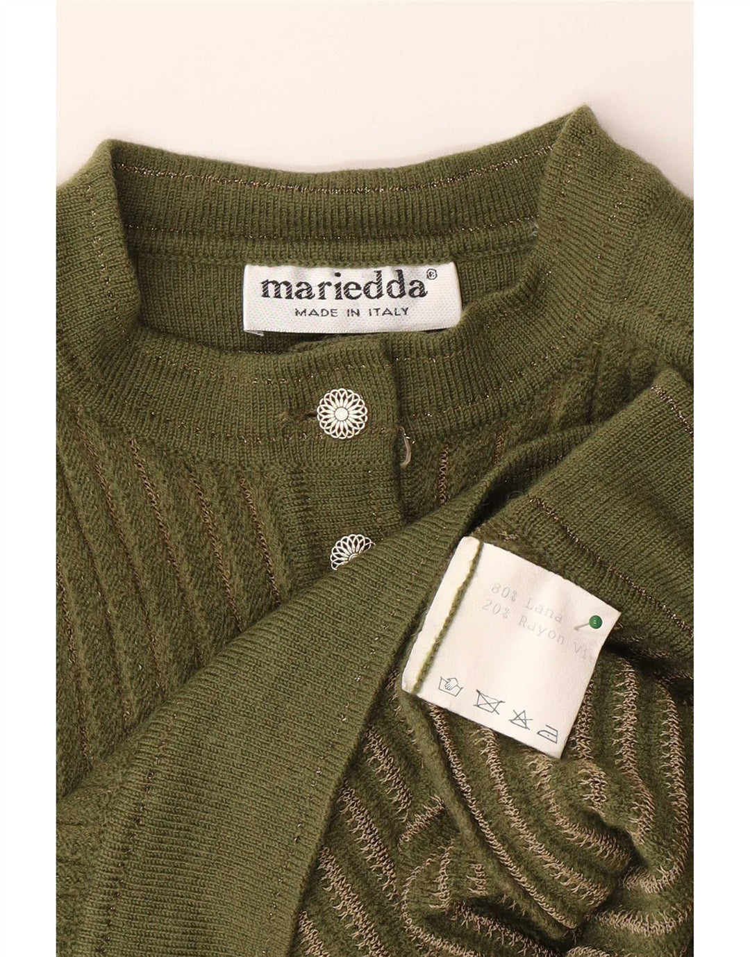 Mariedda Pull à col boutonné pour femme UK 16 Grande laine verte