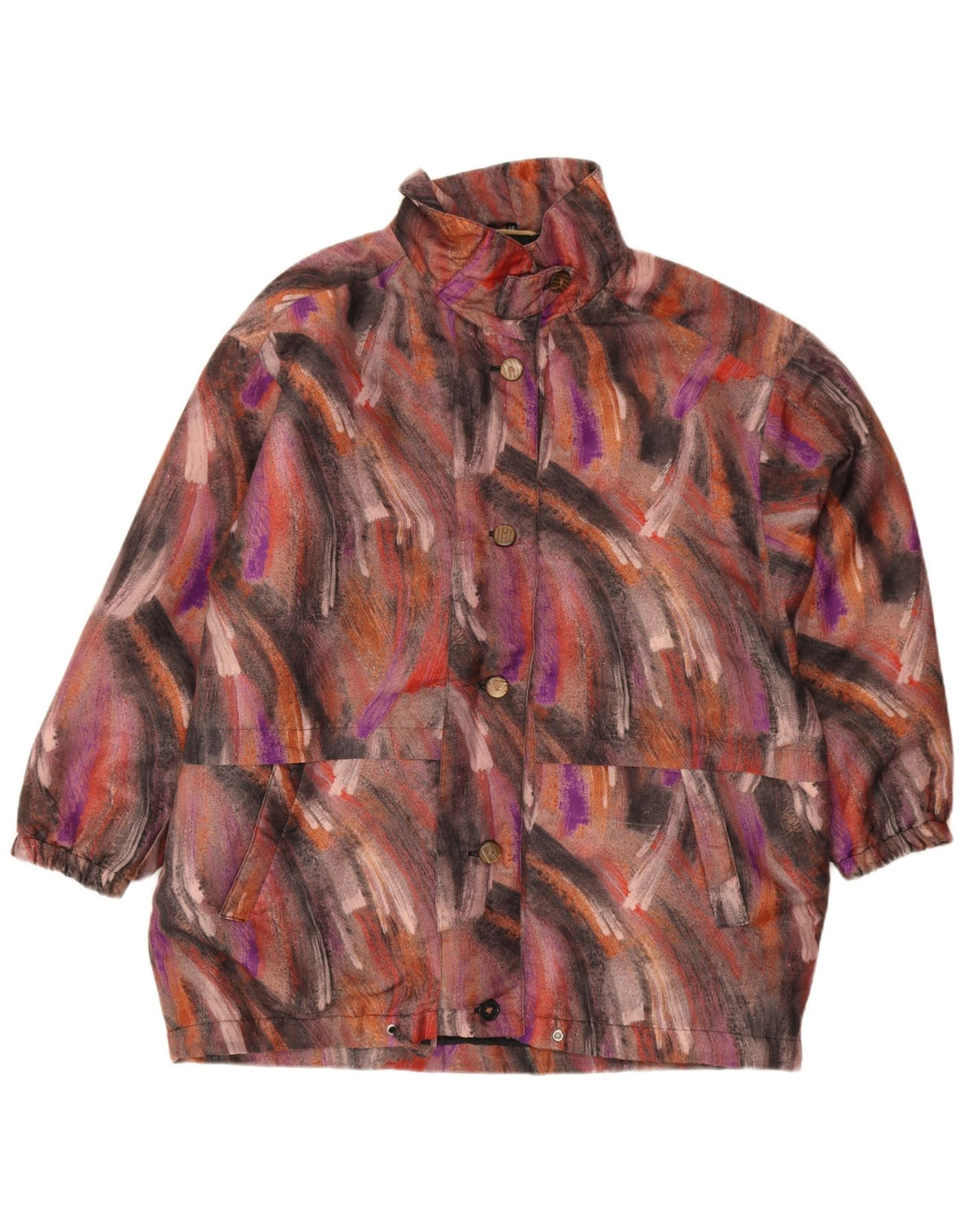 vintage Femmes Motif Abstrait Coupe-Vent Manteau EU 46 XL Multicolore