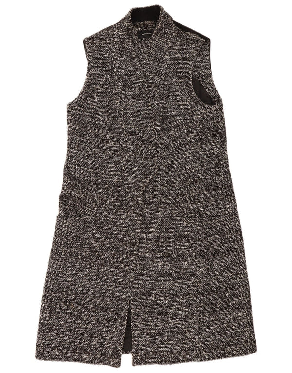 Karen Millen Gilet long sans manches pour femme UK 14 Large Noir Moucheté