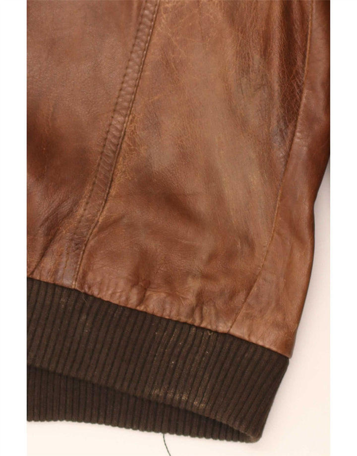 veste en cuir militaire vintage pour hommes UK 36 Petit Brun