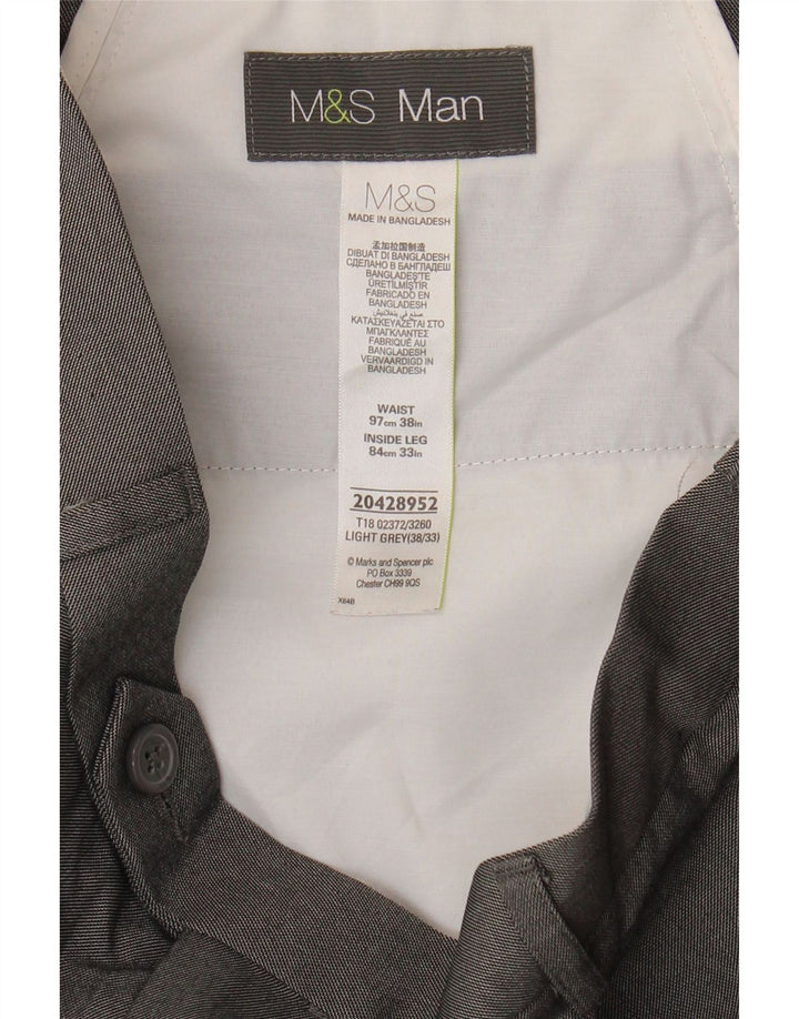 Marks & Spencer Pantalon de costume droit pour homme W38 L29 Gris Polyester