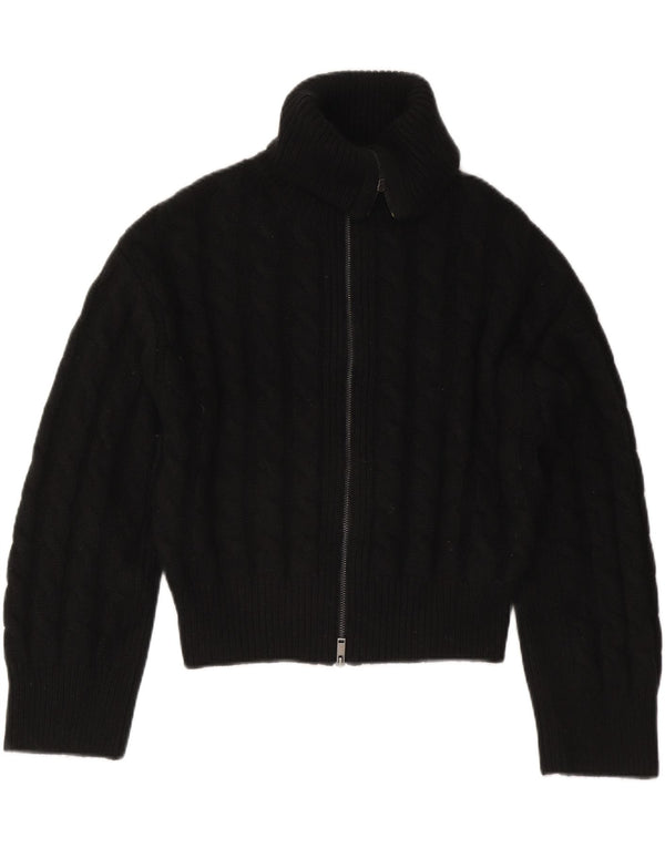 Cos Womens Crop Oversized Cardigan Sweater UK 10 Small Black Wool