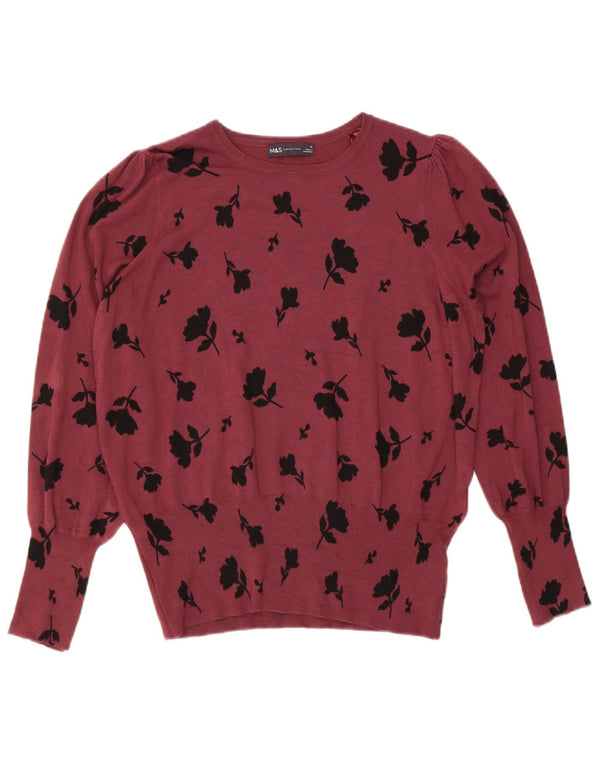 Marks & Spencer Pull col bateau pour femme UK 16 Large Bordeaux Floral