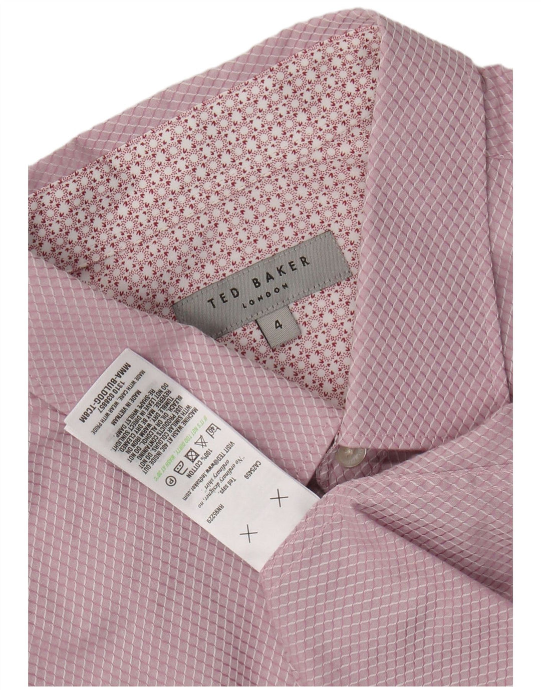 Ted Baker Chemise Homme Taille 4 Grand Rose Argyle/Diamant Coton