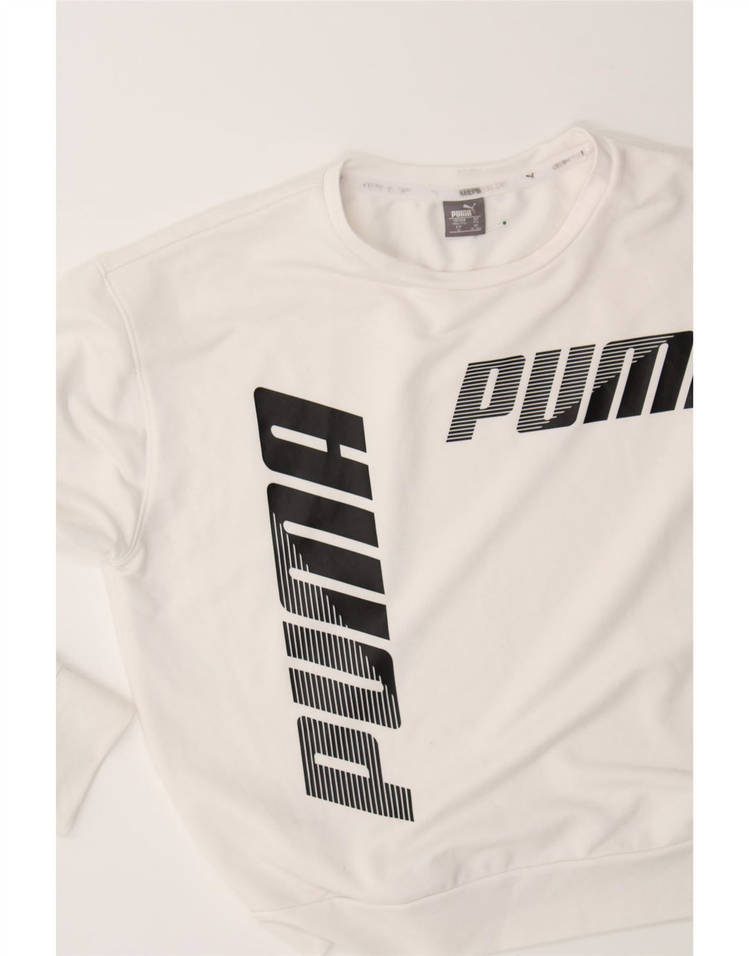 PUMA Girls Graphic Sweatshirt Jumper 15-16 Years White Polyester Vintage Puma and Second-Hand Puma from Messina Hembry 
