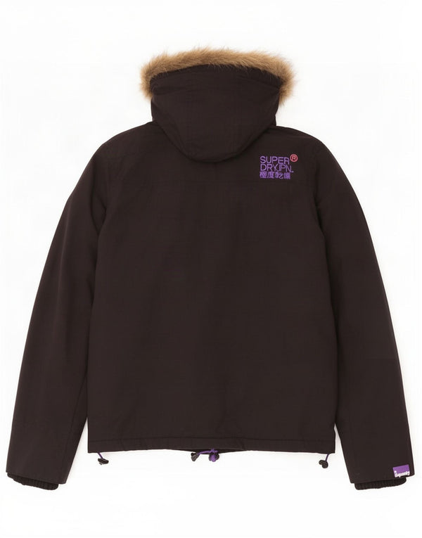 Superdry Veste coupe-vent à capuche Windcheater pour femme UK 16 Large Noir