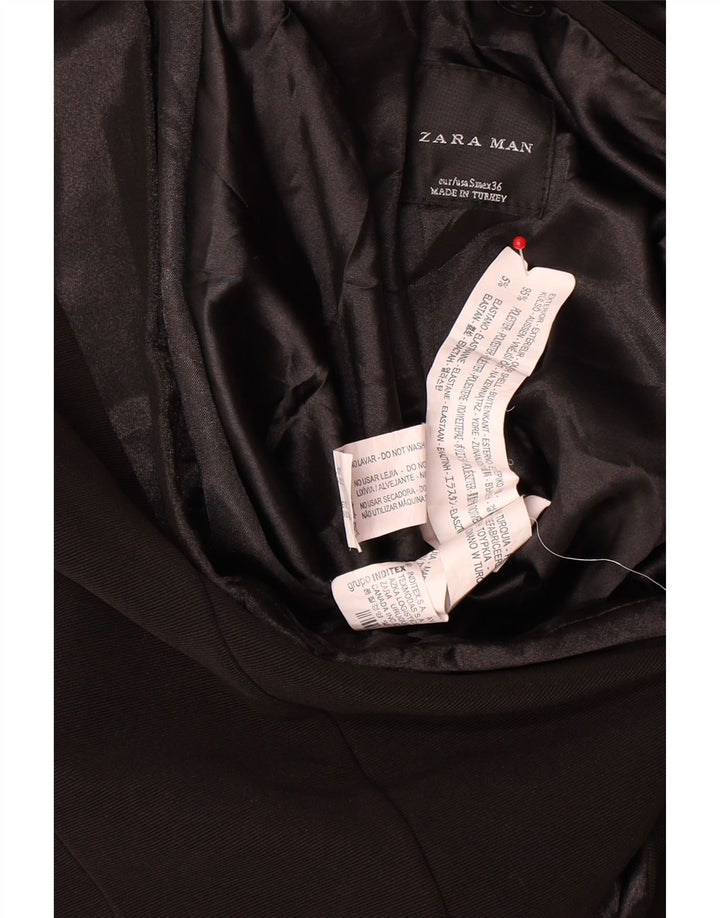 ZARA Femme 1 Bouton Blazer Veste UK 10 Petit Noir Polyester