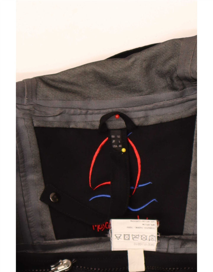 Vintage Veste de pluie à capuche pour homme IT 50 Large Black Nylon