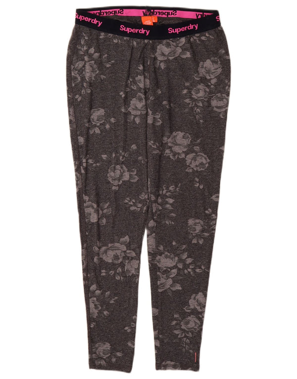 SUPERDRY Leggings graphiques pour femmes UK 14 grand coton floral gris