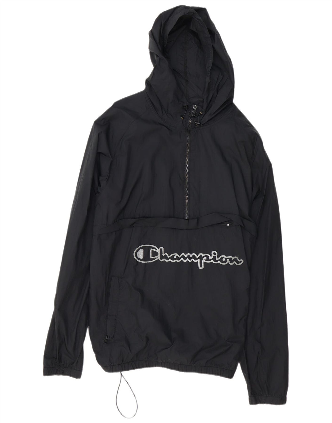 Champion Veste Anorak à capuche graphique pour homme UK 40 Large Noir Polyester