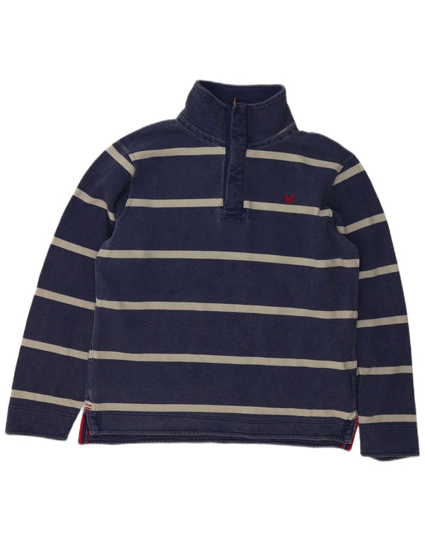 Crew Clothing Sweat-shirt à col zippé pour homme Petit rayé bleu marine