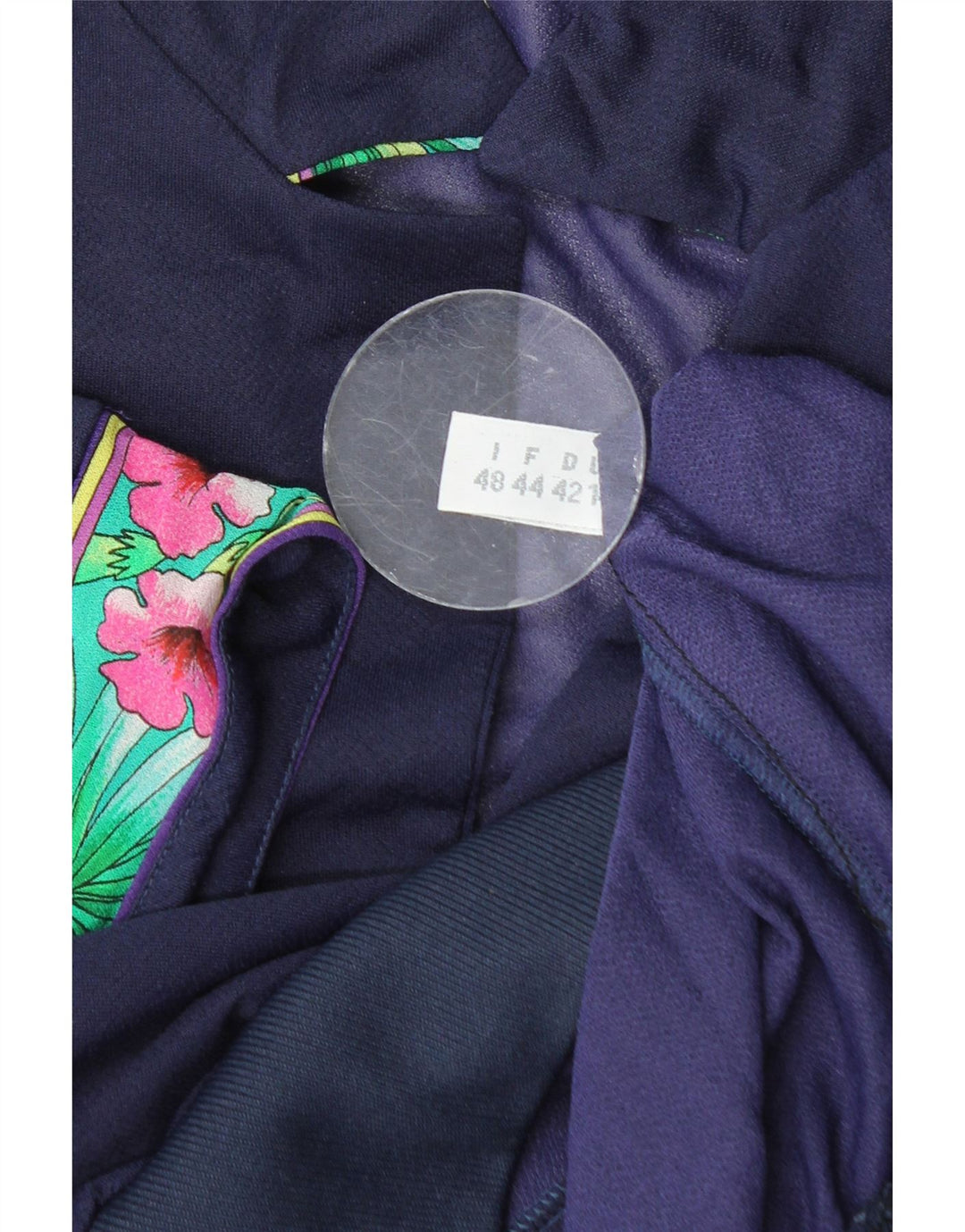 VINTAGE Femmes Crop Blouse Top IT 48 XL Bleu Marine Floral