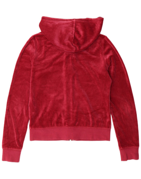 JUICY COUTURE Pull à capuche zippé en velours pour femme UK 10 Petit coton rose