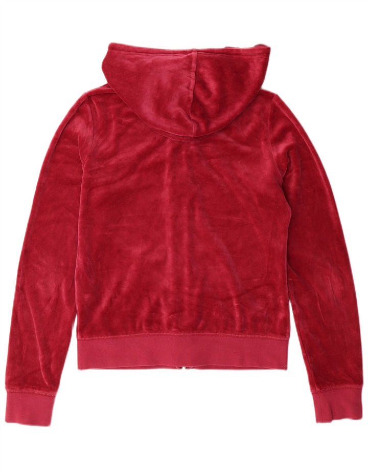 JUICY COUTURE Pull à capuche zippé en velours pour femme UK 10 Petit coton rose