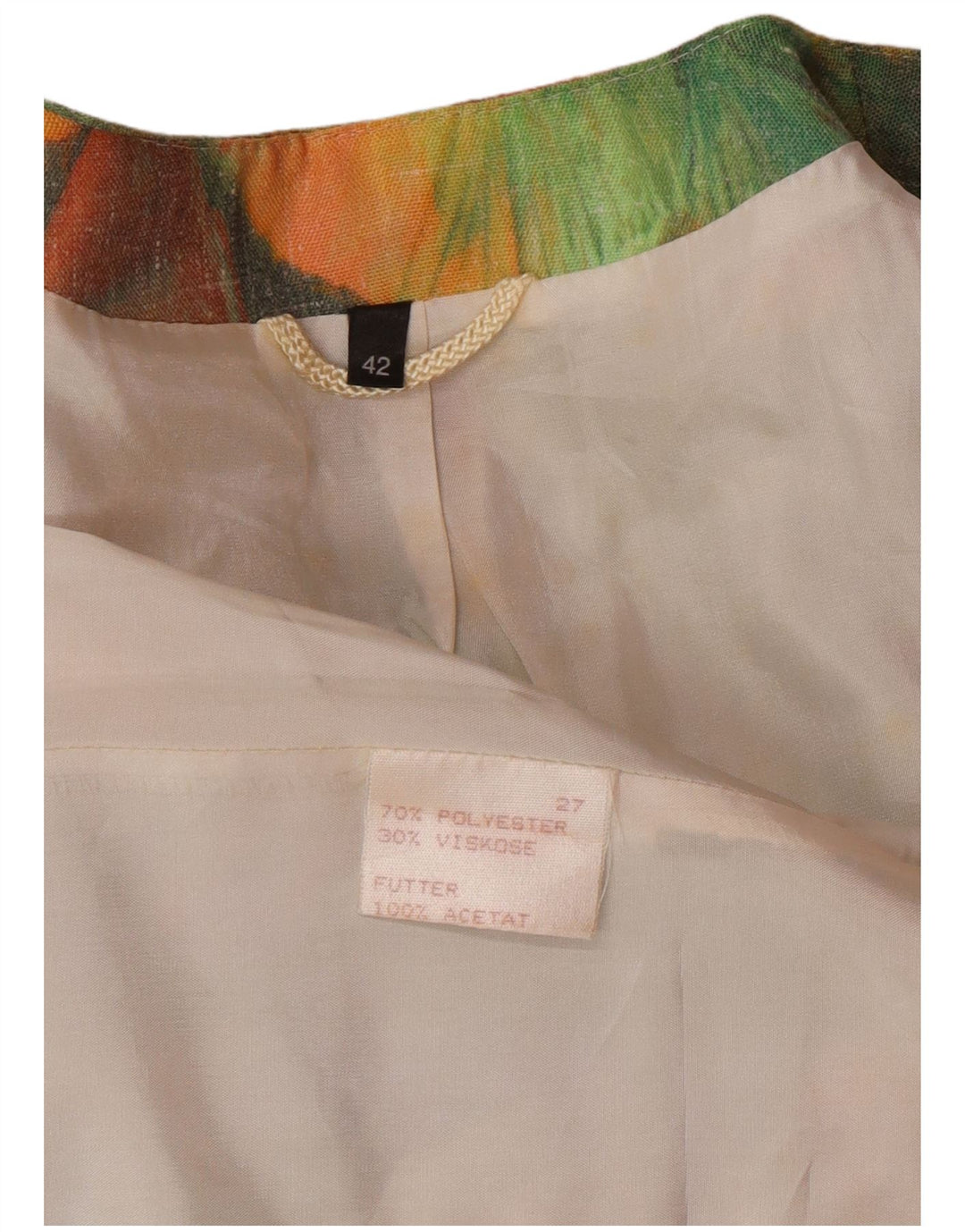 VINTAGE Femmes Longline Abstract Pattern Blazer Veste EU 42 Grand Vert