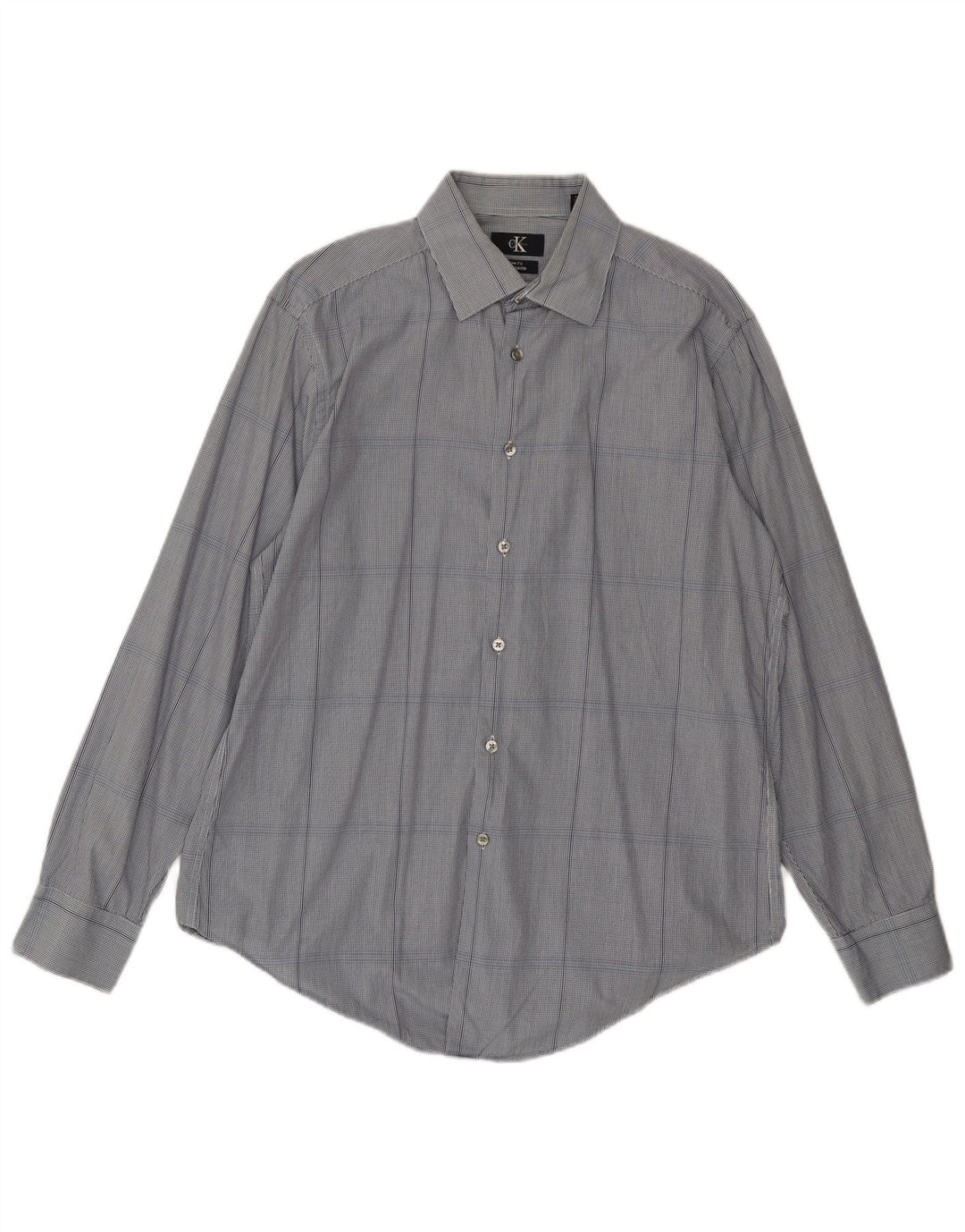 CALVIN KLEIN Chemise Slim Fit Homme Taille 16 Grand Coton à Carreaux Bleu Marine