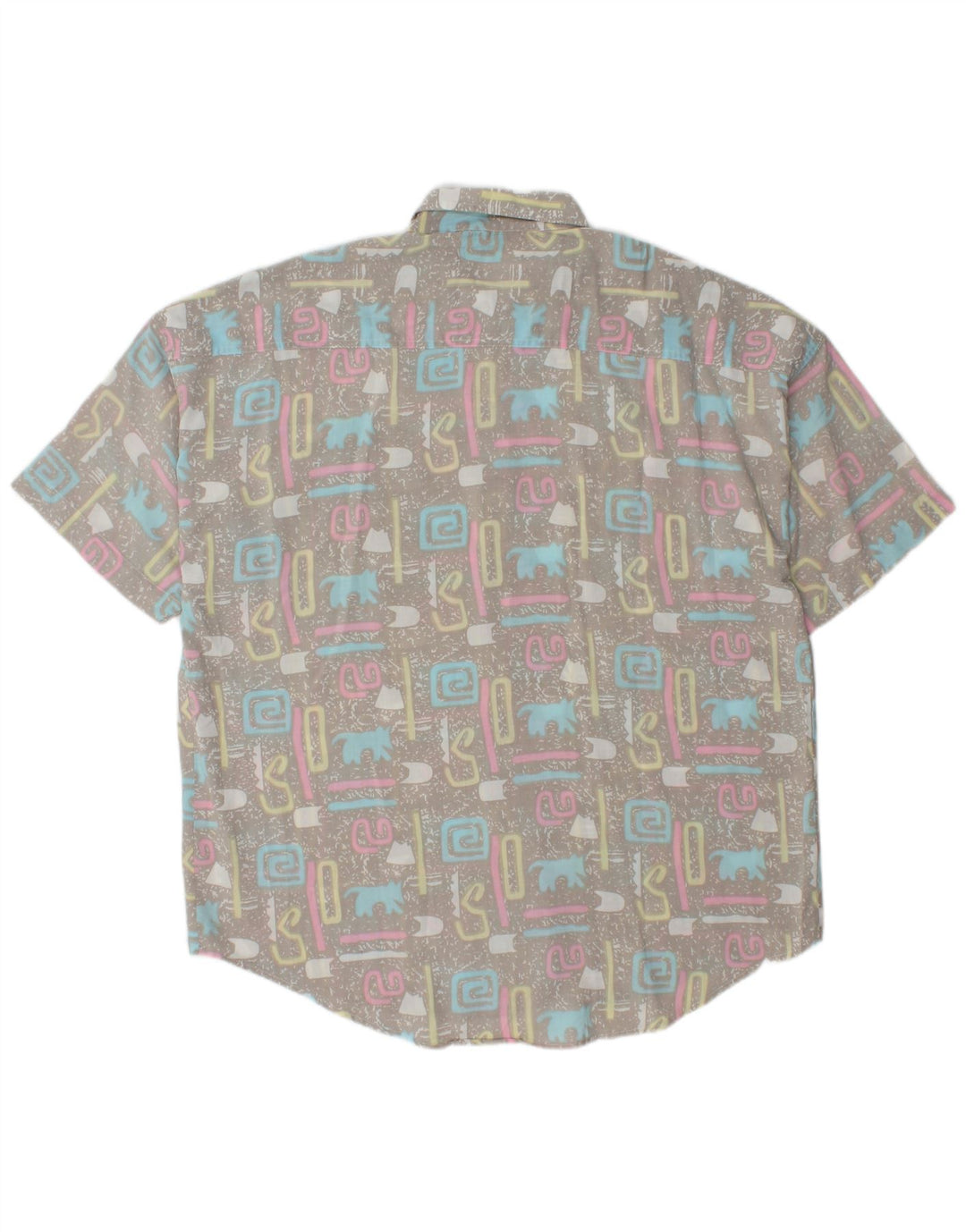 vintage Chemise à manches courtes pour hommes XL Gris Géométrique