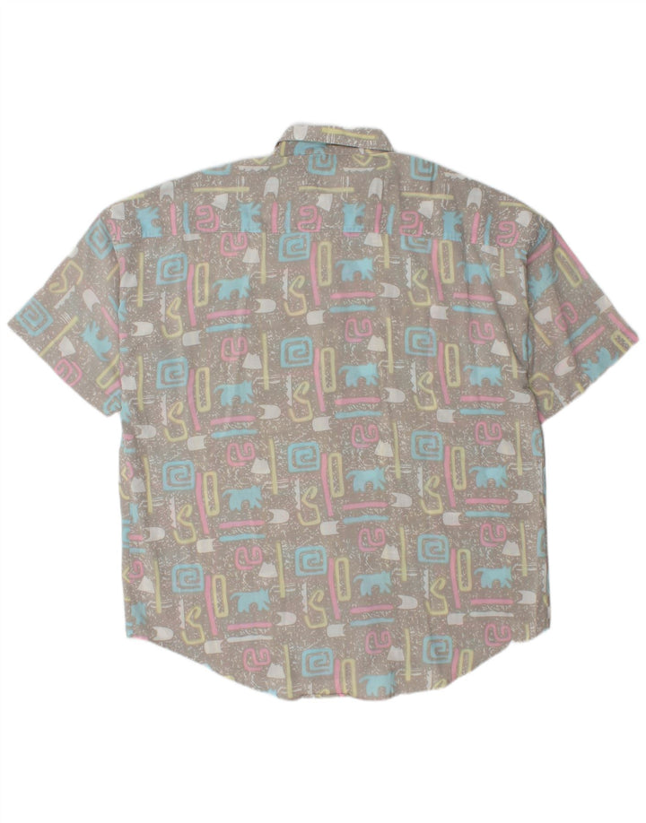 vintage Chemise à manches courtes pour hommes XL Gris Géométrique