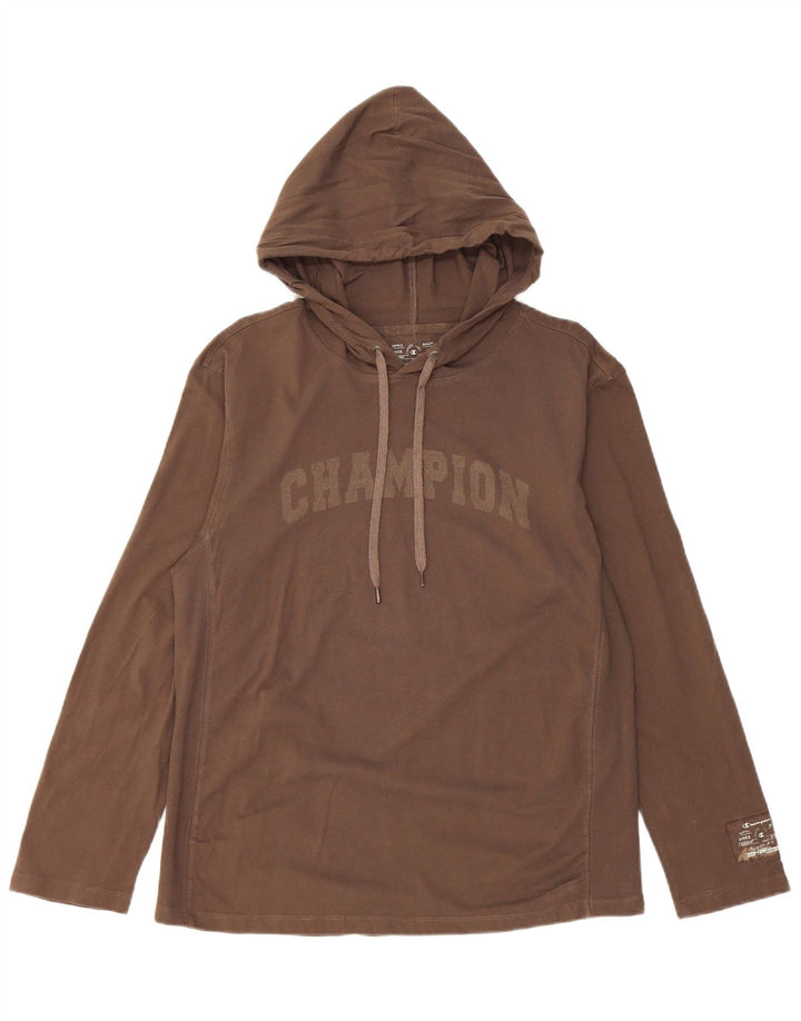 Champion Haut graphique à capuche à manches longues pour homme en coton marron moyen