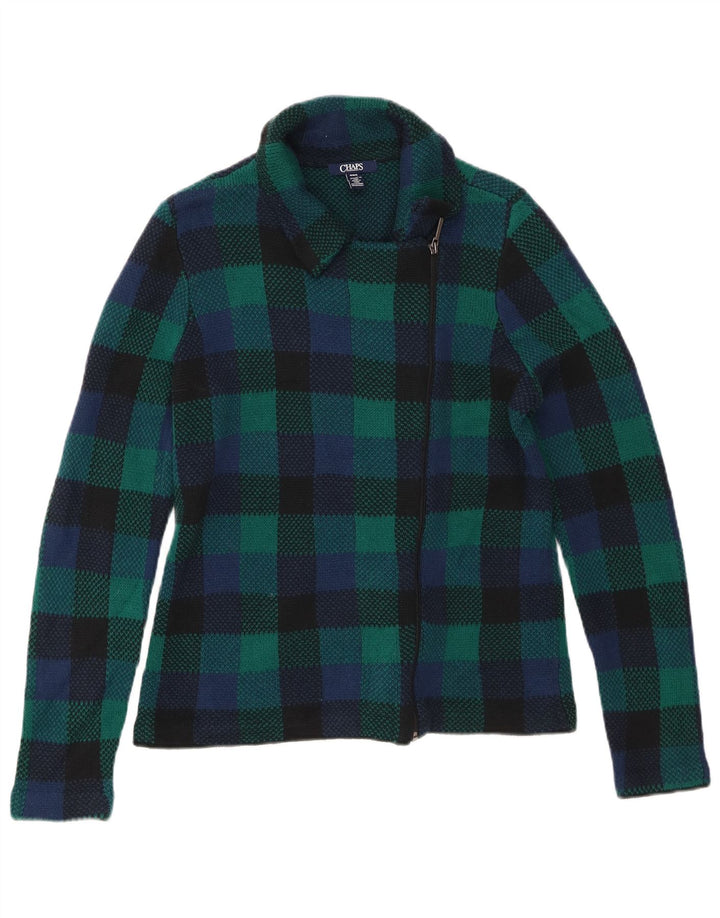 Chaps Cardigan pour femme en coton à carreaux vert moyen UK 44