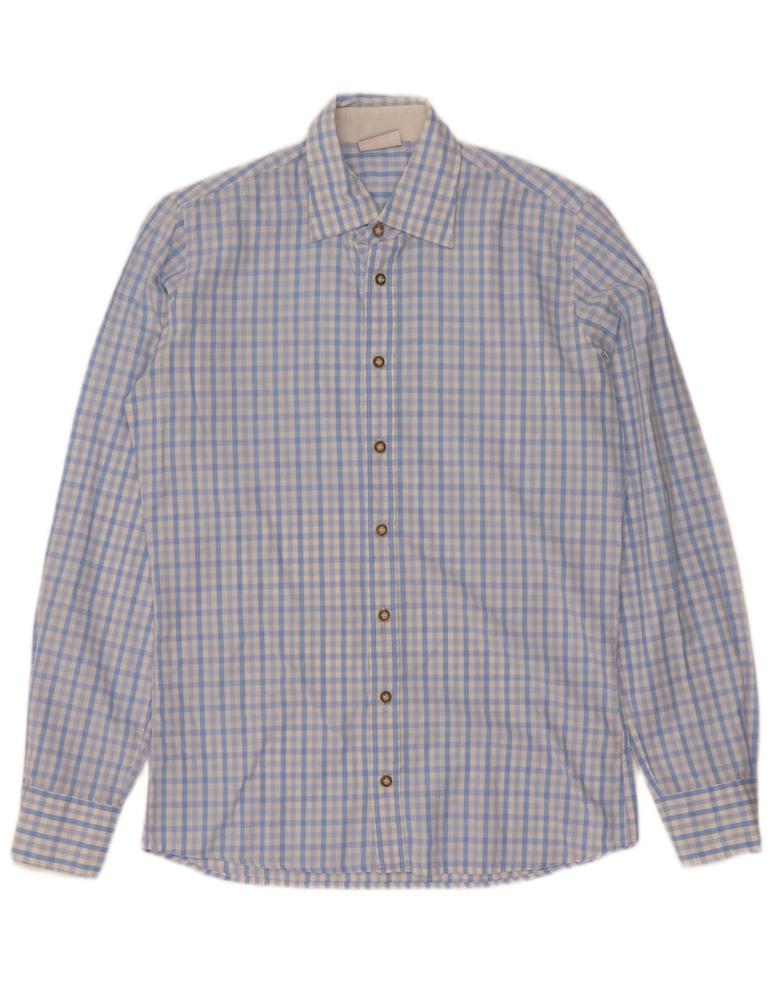 vintage Chemise Homme Taille 37 38 Petit Bleu Gingham Coton