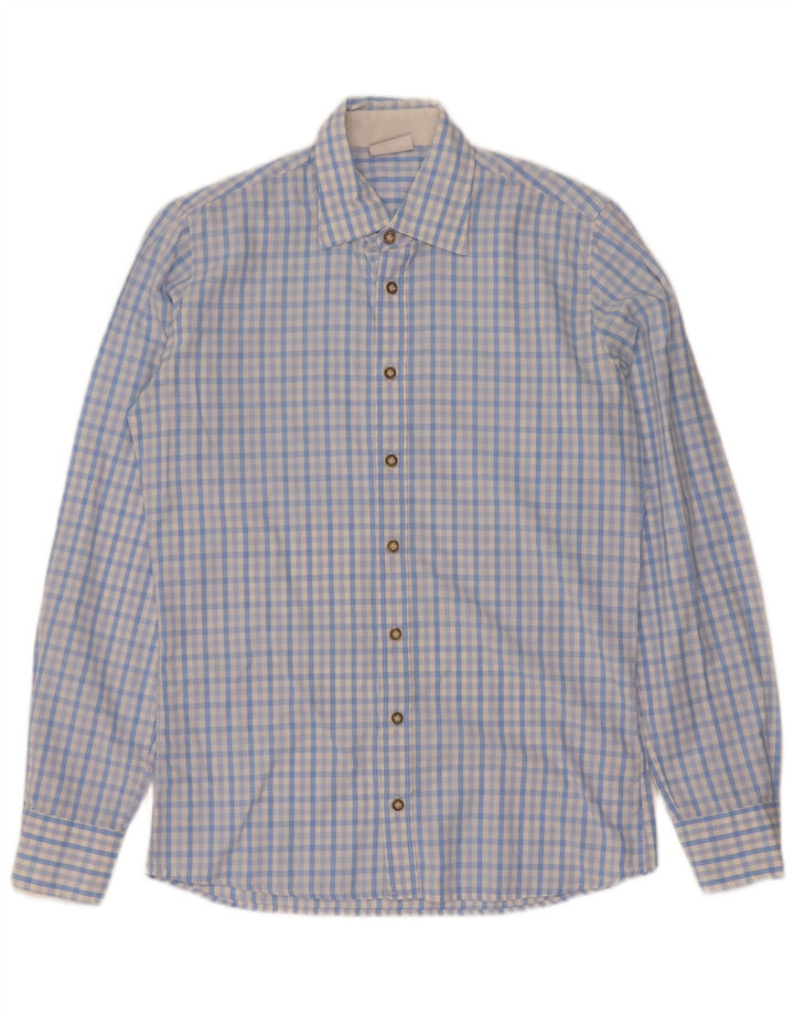 vintage Chemise Homme Taille 37 38 Petit Bleu Gingham Coton